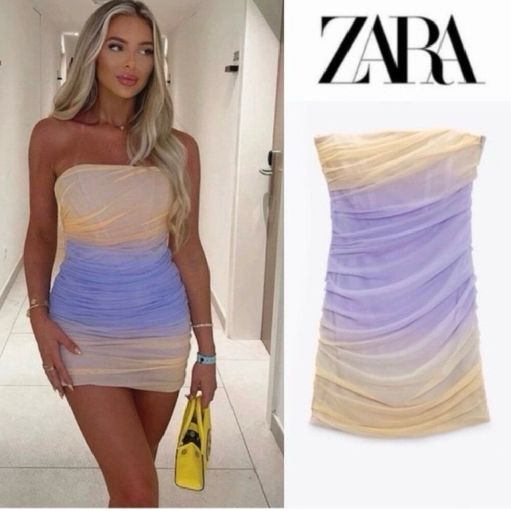 NWT ZARA Strapless Tulle SEXY Mini Dress.
Multi Color 8342/355/629 X-SMALL
